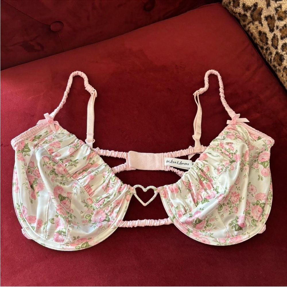 For Love & Lemons pink & white floral bra 38DD - Picture 7 of 7